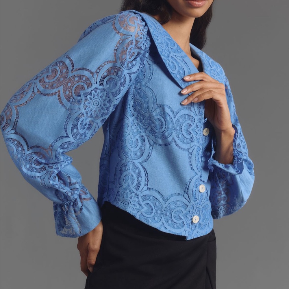 NWT Maeve Lace Blue Top